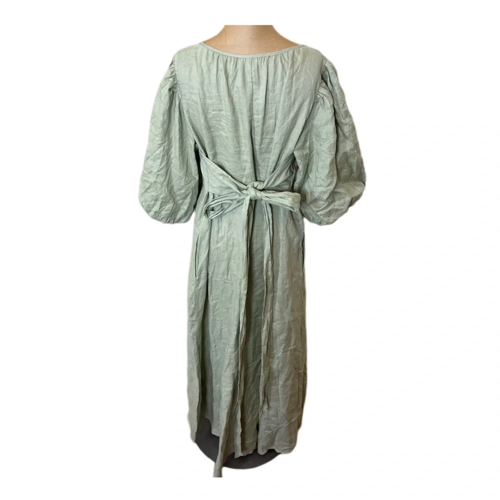 AULIEUDE Light Sage Green Button Detail Dress Women’s Size 12 - Picture 4 of 6